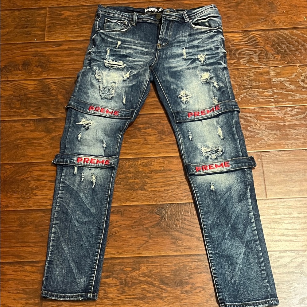 Distressed Blue Jeans for Men Preme
